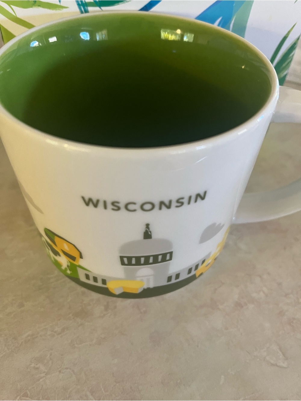 Starbucks White Mug with Green Interior - Wisconsin Design